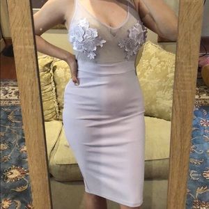 Lilac purple sheer misguided midi dress